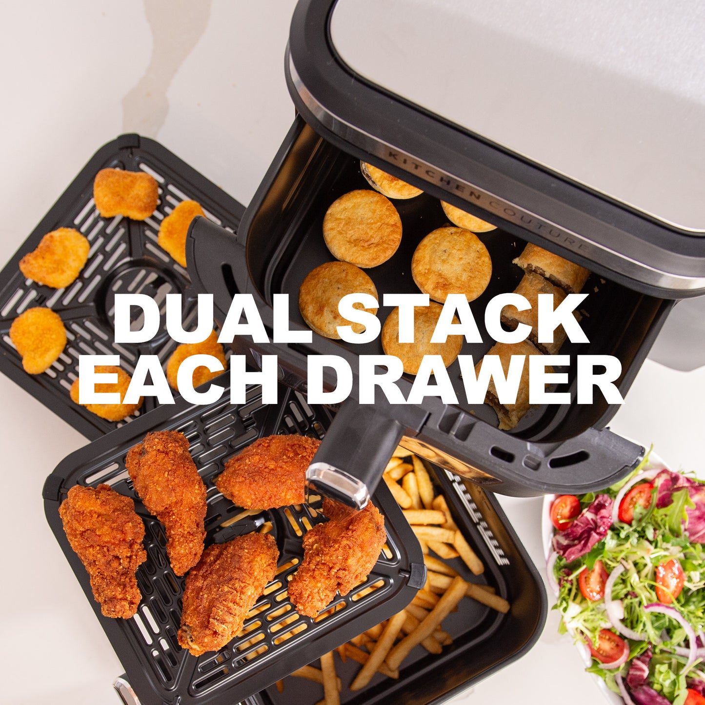 Kitchen Couture 11L Clear View Vertex Dual Draw Air Fryer
